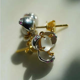 Crystal Chalcedony Oval Flower Earrings Women's Classic Jewelry
