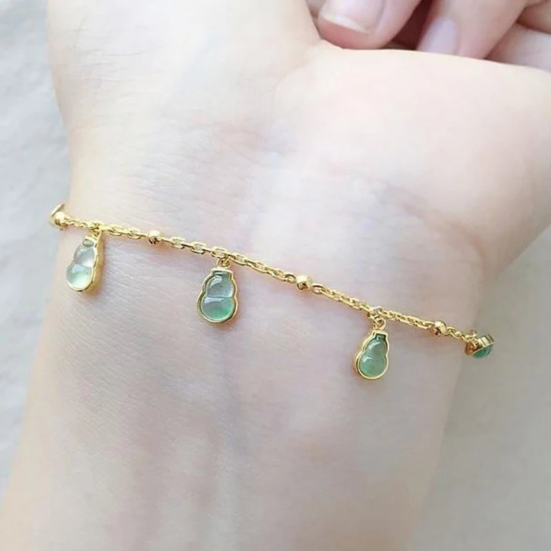 Silver Inlaid Chalcedony Gourd Bracelet