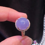 Inlaid Ice Chalcedony Violet Adjustable Ring