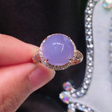 Inlaid Ice Chalcedony Violet Adjustable Ring