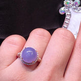 Inlaid Ice Chalcedony Violet Adjustable Ring