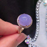 Inlaid Ice Chalcedony Violet Adjustable Ring