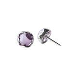 Purple Crystal Round Earrings, Elegant Women's Jewelry