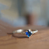 Silver Inlaid Sapphire Adjustable Dream Light Ring