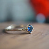 Silver Inlaid Sapphire Adjustable Dream Light Ring