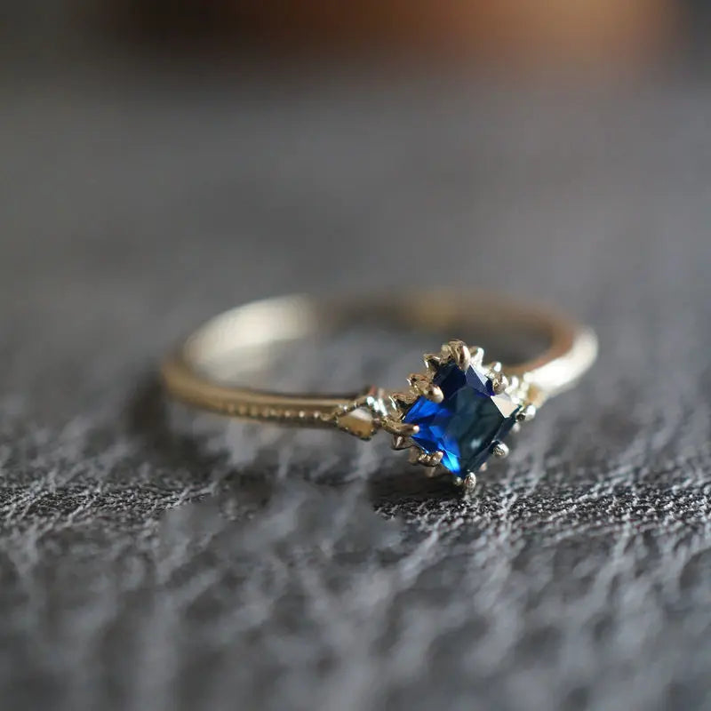 Silver Inlaid Sapphire Adjustable Dream Light Ring