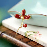 Southern Rubellite Shamrock Pearl Brooch - Glamour Anniversary Jewelry