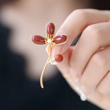 Southern Rubellite Shamrock Pearl Brooches for Women