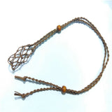 Crystal Holder Necklace Brown Pouch Macrame Net