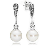 Interlinked Circle Marquise Pearl 925 Silver Earrings