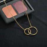 Interlocking Circle Initial Necklace Set, Double Circle Disc Necklace
