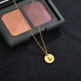Interlocking Circle Initial Necklace Set, Double Circle Disc Necklace