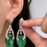 Bohemian Hotan Jade Green Earrings for Women