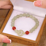 Light Hotan Jade Interlocking Bracelet for Women