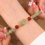Light Hotan Jade Interlocking Bracelet for Women