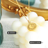 Celeb The Same Sun Star Moon Pendant Necklace Titanium Steel Gold-Plated