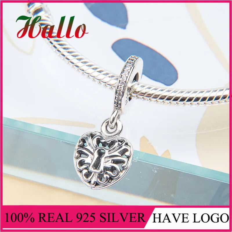 Heart Lock Charm for 925 Silver Bracelets