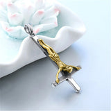 Inverted Cross Pendant Jesus Christ Crucifix Necklace Stainless Steel