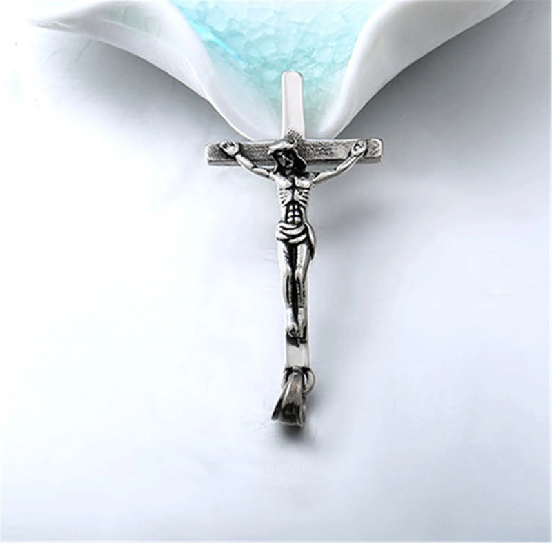 Inverted Cross Pendant Jesus Christ Crucifix Necklace Stainless Steel