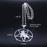 Inverted Pentagram Wolf Silver Necklace
