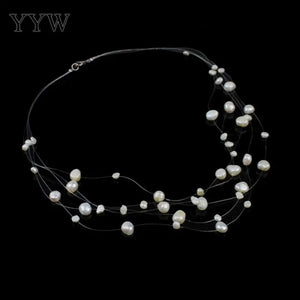 Invisible Pearl Chain Necklace Choker Bib Women Colar