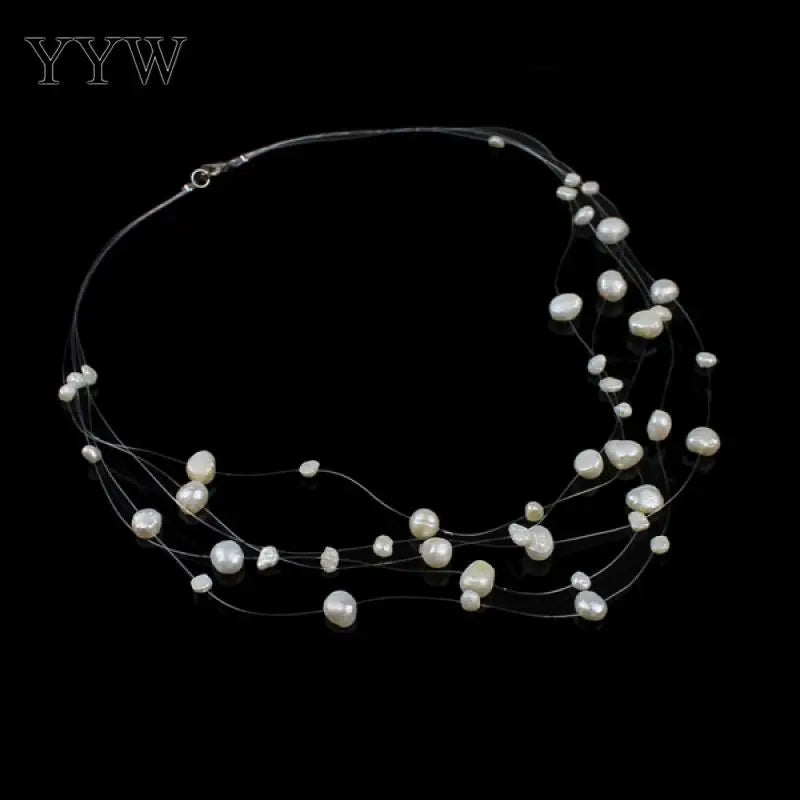 Invisible Pearl Chain Necklace Choker Bib Women Colar