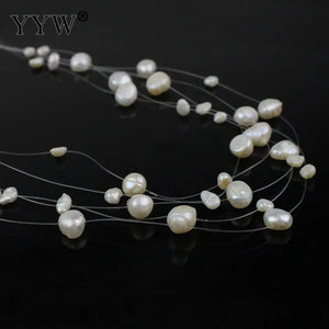 Invisible Pearl Chain Necklace Choker Bib Women Colar