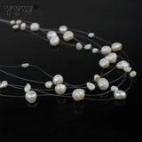 Invisible Pearl Chain Necklace Choker Bib Women Colar