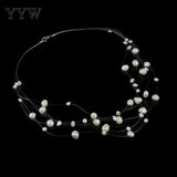 Invisible Pearl Chain Necklace Choker Bib Women Colar