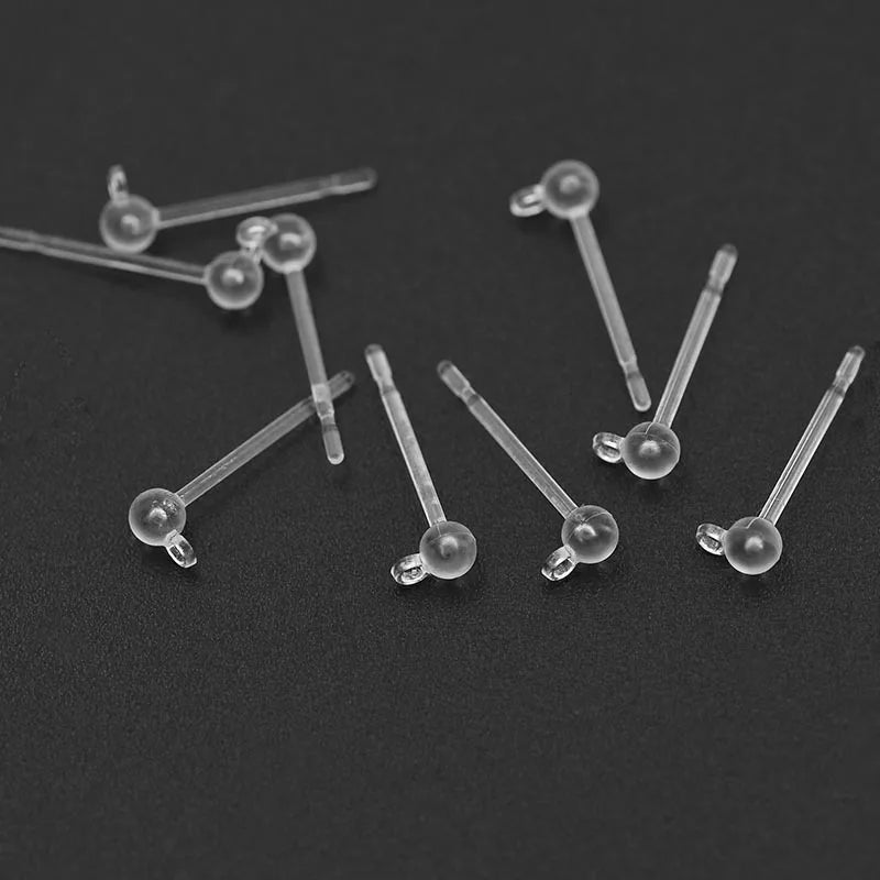 3mm Ball Loop Hanger Findings Clear Stud Earrings Component