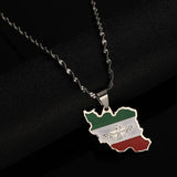 Iran Map Pendant Necklace Silver Iranian Necklaces