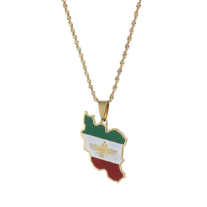 Iran Map Pendant Necklace Silver Iranian Necklaces
