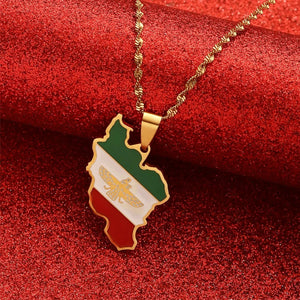 Iran Map Pendant Necklace Silver Iranian Necklaces