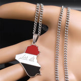 Iraq Republic Map Flag Pendant Necklace Stainless Steel Silver NXXXXS05