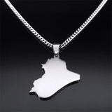 Iraq Republic Map Flag Pendant Necklace Stainless Steel Silver NXXXXS05