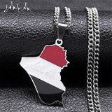 Iraq Republic Map Flag Pendant Necklace Stainless Steel Silver NXXXXS05