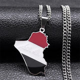 Iraq Republic Map Flag Pendant Necklace Stainless Steel Silver NXXXXS05
