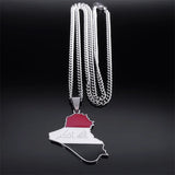 Iraq Republic Map Flag Pendant Necklace Stainless Steel Silver NXXXXS05