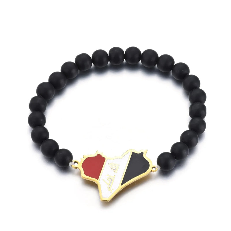Iraq Syria Flag Beads Bracelet - Iraqi Syrians Jewelry
