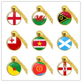 Ireland, Wales, Vanuatu, Tonga, Suriname Flag Pendant Necklace Gift