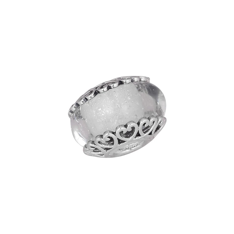 Iridescent Glass Charm Beads Sterling Silver Jewelry
