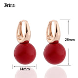 Rose Round Pearls Dangle Earrings Women Girls Party Noble Long Jewelry Earing