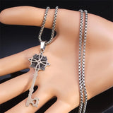 Irish Celtic Knot Triskele Key Pendant Necklace Stainless Steel