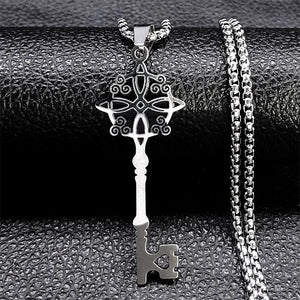 Irish Celtic Knot Triskele Key Pendant Necklace Stainless Steel