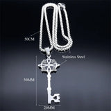Irish Celtic Knot Triskele Key Pendant Necklace Stainless Steel