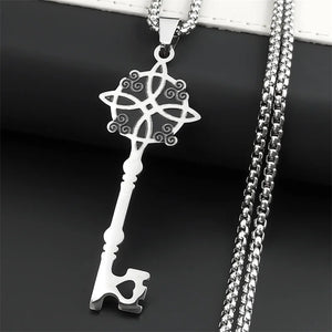 Irish Celtic Knot Triskele Key Pendant Necklace Stainless Steel