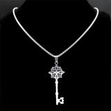Irish Celtic Knot Triskele Key Pendant Necklace Stainless Steel