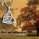 Irish Celtics Knot Moon Pendant Chain Necklaces 925 Sterling Silver
