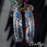 Iron Head Goros Silver Bangle with Turquoise Feather
