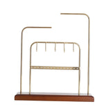 Iron Jewelry Organizer Stand with Wooden Base for Chain Pendant